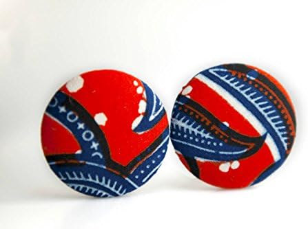 Fabric button earrings (1 7/8"), African fabric button earrings, Ankara fabric button earrings, Fabric Earrings, Button earrings (Aja)