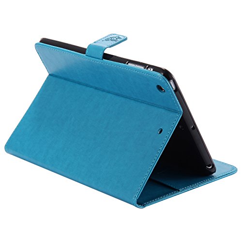 iPad Mini 2 Mini 3 Case, LittleMax(TM) Lightweight PU Leather Flip Stand Embossed Cat & Tree Case Smart Cover with Auto Wake/Sleep for Apple iPad Mini 3/2/1 [One Free Stylus Pen]-#2 Blue - Thumbnail 6