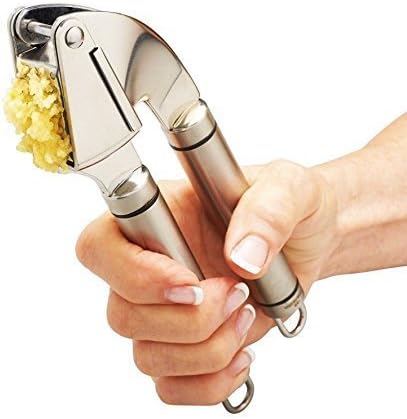 Garlic Press, Mincer, Peeler made of Stainless Steel for Effortless Use and Easy Cleaning - Durable, Large Capacity for Garlic and Ginger.
