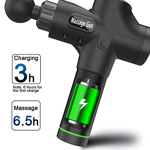 Massage Gun with Carrying Case -HENSUN Professional Handheld Deep Tissue Muscle Massager for Athletes- 20 Speed Strength Levels for Muscle Soreness Relieves(Black)