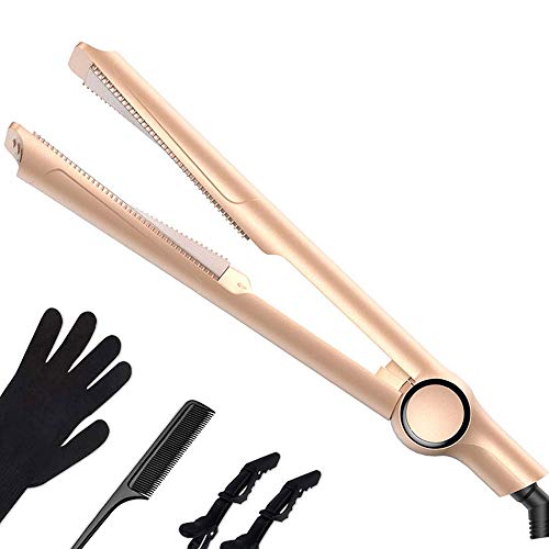 Hair Straighteners Titanium Ceramic Flat Iron, 2 in 1 Straightener and Curling Iron for All Hair Type, Fast Heats Up, Adjustable Temperature 160-230℃ and Safe Auto-Off