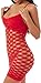 Womens Sexy Seamless Mesh Lingerie Chemise (XL=US 16-18, Red3)