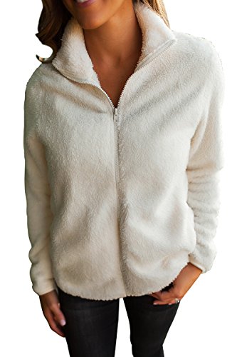 Fation Show Women's Fuzzy Zip up Fleece Jacket With Long Sleeve Pocket For Winter Outwear