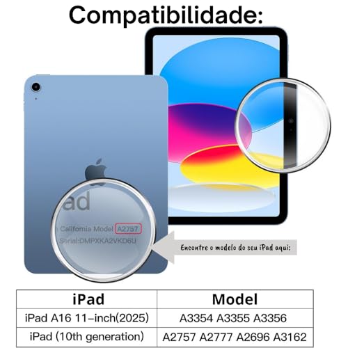 Película Para Ipad 11ª A16 2025 e Ipad 10ª 2022 10.9" Paperlike Fosca Textura de Papel Anti Reflexo, Anti Risco e Anti Poeira em Cerâmica 9D