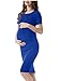 Liu & Qu Women's Ruched Maternity Bodycon Dress Mama Causual Short Sleeve Wrap Dresses (M, Blue)