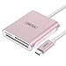 USB C Card Reader, UNITEK Aluminum 3-Slot USB 3.0 Type-C Flash Memory Card Reader for USB C Device, Supports SanDisk Compact Flash Memory Card and Lexar Professional CompactFlash Card - Rose Gold