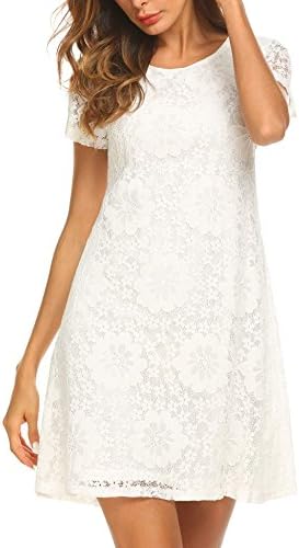 Funpor Women's A Line Long Sleeve Floral Lace Cocktail Party Dress
