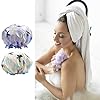 2 Packs Shower Caps for Women Long Hair Reusable Large Butterfly Double Layer Waterproof Bath Cap Bathing Accessories