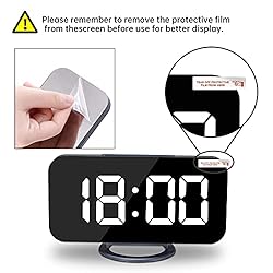 Digital Alarm Clock, Large Mirrored LED