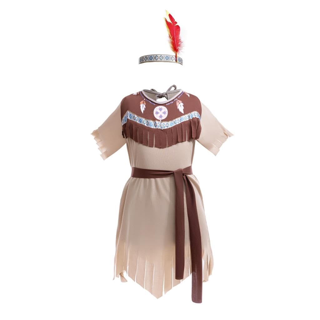 Lito Angels Princess Pocahontas Costume Fancy Dress Up Set with Headband for Kids Girls Age 2-4 Years, Brown (Tag Number 0M)
