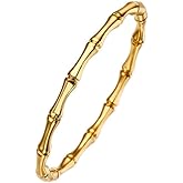 Bamboo Bracelet Bangle Clasp Gold Bangles Stainless Steel Bamboo Design Gold Bracelet for Women Men Dainty Handwrist Jewelry Gift