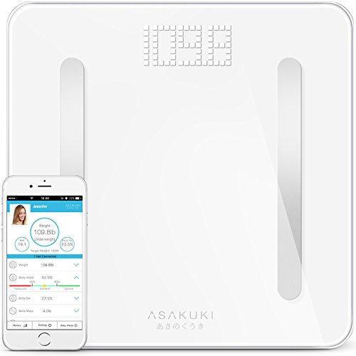 ASAKUKI Bluetooth Body Fat Scale, Digital Weight Bathroom Scale, Heavy-Duty & Durable Precision Smart Wireless With Accurate Health Metrics, Step-On Technology For Weight Watchers