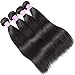 Flady Brazilian Straight Human Hair 4 Bundles with Middle Part Closure 10A Unprocessed Virgin Brazilian Straight Hair Bundles with Closure (16 18 20 22+14inchclosure)