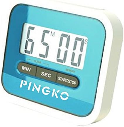 PINGKO Digital Kitchen Timer, Big Digits, Loud Alarm, Magnetic Backing, Stand, Countup &amp; Countdown Timer Maximum to 99 Minutes 59 Seconds - Blue