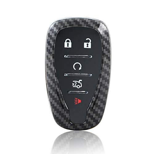 Glossy Black "Carbon Fiber" Pattern Exact Fit Key Fob Shell W/Keychain