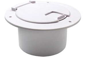 White Round Electric Cable Hatch with Back for rv, 5.2 inch, Fit for 30 & 5 Cords,