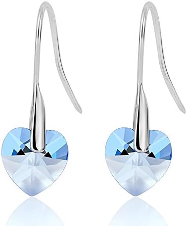 Gorgeous Jewelry Love Heart Lady Romantic Blue Crystal Dangle Silver Plated Earring