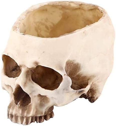 TOPINCN Modern Resin Skull Shaped Head Design Flower Pot Planter Container Decoration Large Flower Pot for Home Office Desk