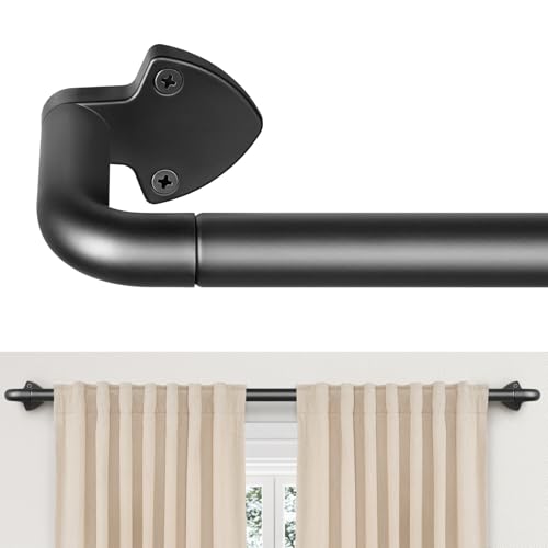 DEFYNEE Curved Curtain Rod, Length 81 - 218 cm, Extendable Diameter 19 mm, Multi-Piece Telescopic Segment Curtain Rod, Wrap Around Design, Black