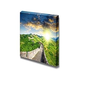 Canvas Prints Wall Art - Famous Landmark Great Wall of China at Sunset Time | Modern Home Deoration/Wall Art Giclee Printing Wrapped Canvas Art Ready to Hang - 12" x 12"