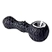 Unbreakable Honeycomb Silicone Straw Pipe with Clean Cover and Decorative Bowl Inside (Black)