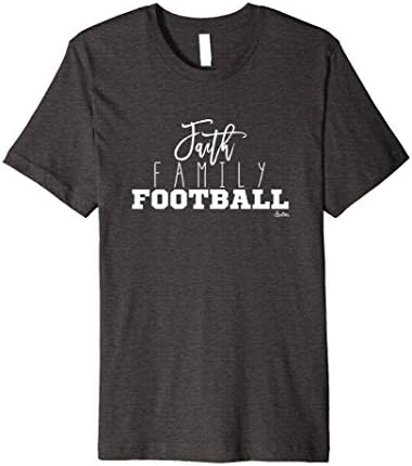 Mens Faith Family Football Christian Tshirt 2XL Dark Heather
