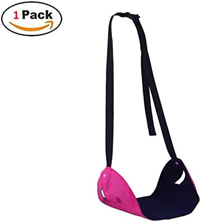 ANSATSY Portable Travel Foot Rest - Footrest Flight Carry-on Feet Rest Adjustable Foot Hammock Office travel Accessories Use in office, school, bus, train, subway or airplane trip (Pink)