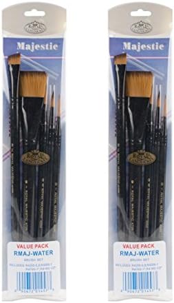 Majestic Royal and Langnickel Short Handle Paint Brush Set, Deluxe Watercolor, 5-Piece (2 Pack)