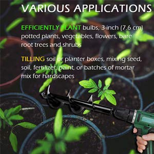 SuperThinker Auger Drill Bit, Garden Plant Flower Bulb Auger Rapid Planter for Planting Bulb Seedlings & Bedding Plant Auger for 3/8" Hex Drive Drill Earth Auger Drill Fence Post Umbrella Hole Digger