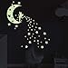 Glow in The Dark Moon Stars Wall Decal， Fairy Vinyl Luminous Stickers for Kids Girls Nursery Bedroom DIY Mural Decoration