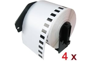 Eseller Direct® Pack of 4 - Brother DK-2205, DK2205 Compatible Continuous White Wide 2.4” X 100’ (62mm X 30.4m) label Rolls f