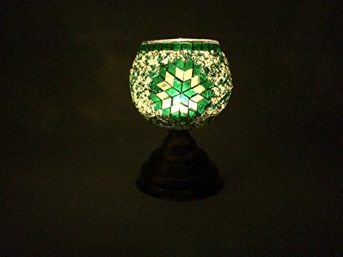 Alissar International Handmade Mosaic Candle Holder (Green with Stand)