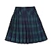 Women's Elastic Waist Plaid Pleated Skirt Tartan Skater School Uniform Mini Skirts (Large, Series 6 Green)