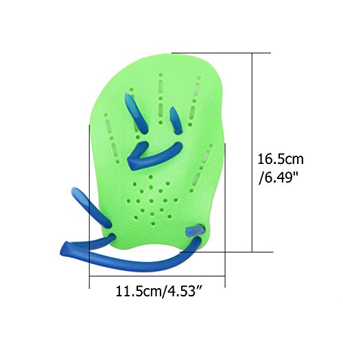 LDEXIN 1Pair Contoured Swim Training Hand Paddle Flat Paddle Hand Fin Swimming Training Aid Large Flat Paddles or Women Men Kids Adult Beginner Swimmer Green (Green S)