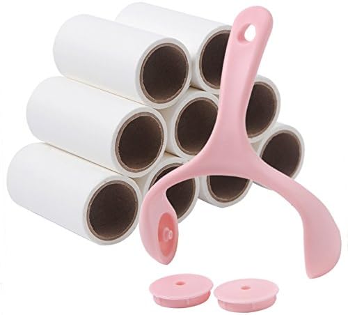 Warmerly Lint Roller Powerful Pet Hair Fluff Remover Sticky Picker Set Cleaner with 9 Roll(60 Per Sheets) Adhesive Stickers Refill for Clothes Furniture Car Carpet