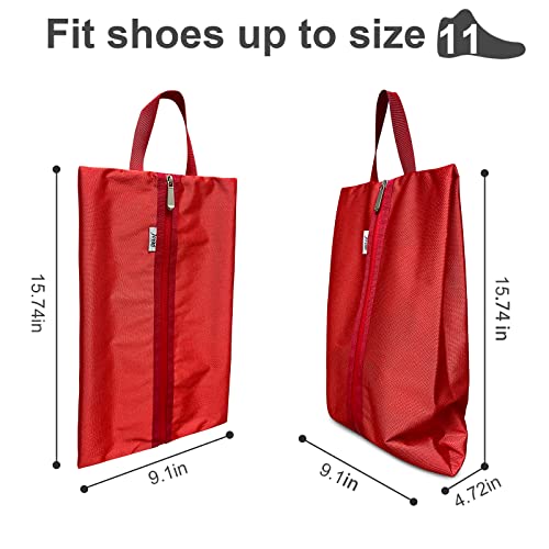 Shoe Bags for Travel, TPU Water Resistant Shoe Storage Organizer Shoe Pouch with Zipper, for Men Women Kids (Red)