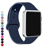 a8Miss Sport Band Compatible for Apple Watch 38mm 42mm, Silicone Replacement Bands for iWatch Series 1, Series 2,Series 3 S/M M/L (38mm S/M,Midnight Blue)