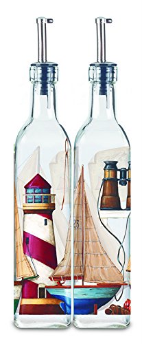 Ellora Farms | Atlas Chef Pourer | Oil & Vinegar dispenser | Lighthouse Painted | Suitable for Oil, Vinegar, Salad dressings | Capacity 16 fl oz. - Thumbnail 4