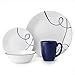 Corelle 16 Piece Lightweight and Chip Resistant Livingware Dinnerware Set, Lia Blue