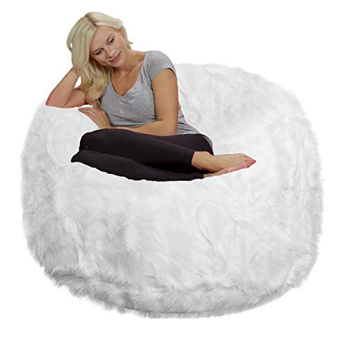 Chill Sack Bean Bags Memory Foam Bean Bag Chair, 4Feet Plush Faux Fur Cover Pricepulse