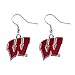 aminco NCAA Wisconsin Badgers Dangler Earrings, Red