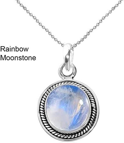 9.10ct, Genuine Cabachon Rainbow Moonstone &amp; 925 Silver Plated Pendant