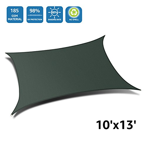 Doeworks Rectangle 10′ X 13′ Sun Shade Sail, UV Block for Outdoor Patio Garden in Co ...