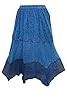 Women's Sexy Mid Length Skirt Bohemian Stylish Blue Embroidered Hippy Skirts