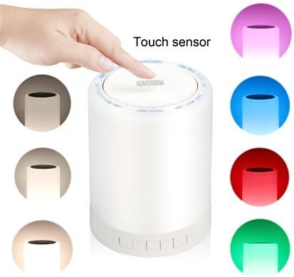 LED Light Speaker,Ubit Smart Touch Portable Multifunctional Bluetooth Speaker with Smart Touch LED Mood Lamp, Muisc Player / Hands-free Bluetooth Speakerphone, TF card / AUX supported, White