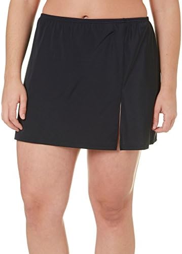Fit 4 U A Shore Fit Women's Plus Size Front Slit Swim Skirt Bottom (18W, Black)