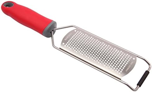 ESKONI Fine Lemon Zester Cheese Grater Sharp Stainless Steel Blade Easy To Use On Parmesan, Citrus, Ginger, Garlic, Nutmeg, Food, Coconut, Chocolate Soft Red Handle Plus Safety Cover