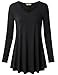 Timeson Casual Shirts for Women, Feminine V-Neck Long Sleeve Shirt Flowy A-Line Womens Workout Pleated Stretch Knit Basic Comfy Swing Tunic Tops Blouse Black XX-Large
