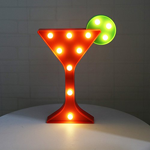 Pooqla Light Up Wine Martini Cocktail Cup Shaped Marquee Sign Decorative Night Light with Remote Timer Dimmable for Home Bar Club Decoration - Thumbnail 2