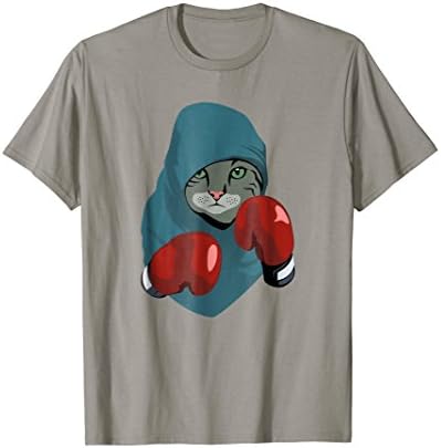 Mens Mew Boxing Cat T-Shirt Large Slate